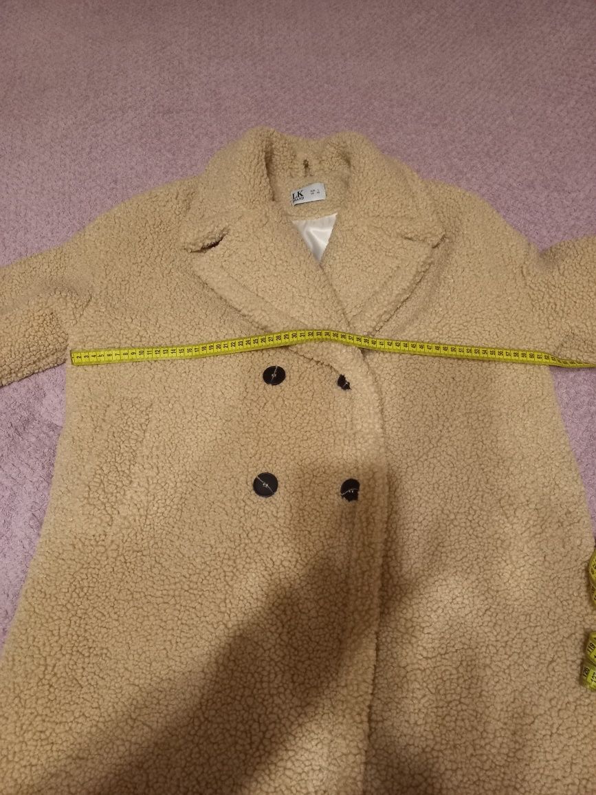 Пальто шуба тедди, размер 50, цвет - бежевый