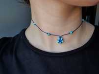 Choker zaplatany z turkusem kamienie witchy fairycore handmade