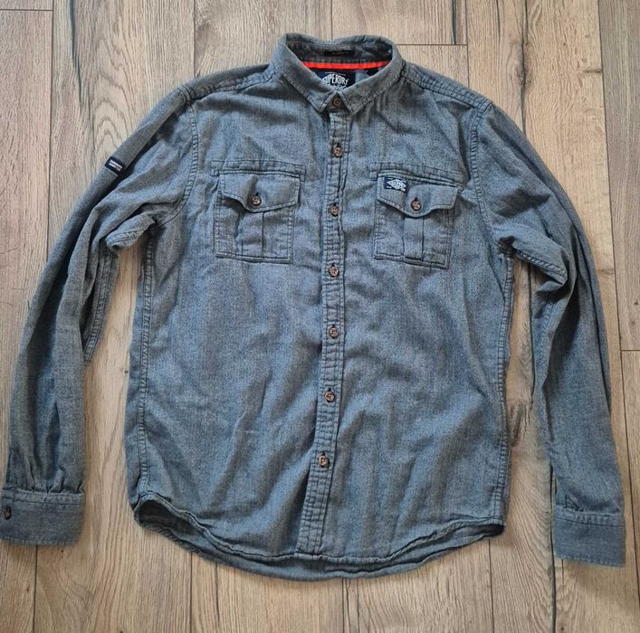 Koszula męska bawełniana Superdry w jodełkę