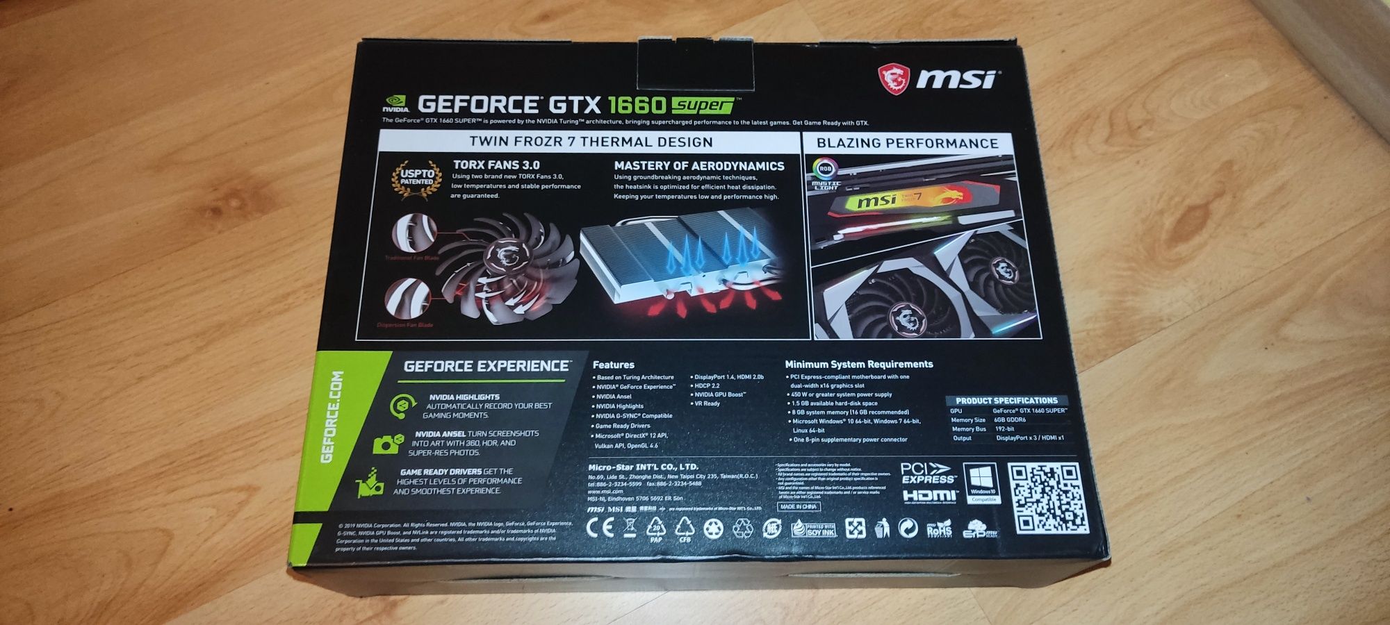 Pudełko GeForce GTX 1660 super karton opakowanie