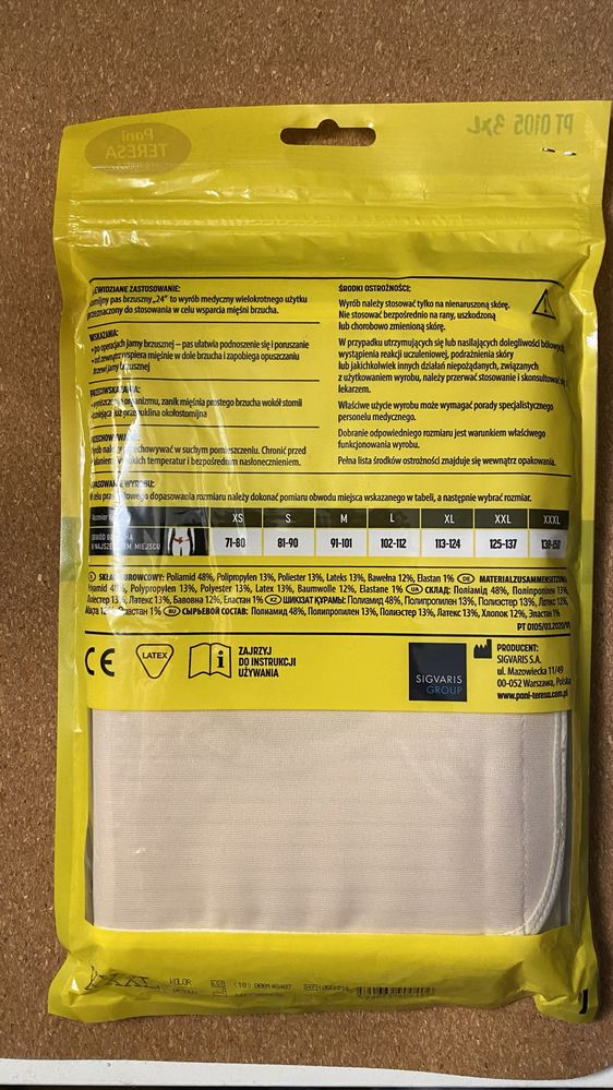 PAS STOMIJNY przepuklinowy BRZUSZNY 24cm stomia3XL