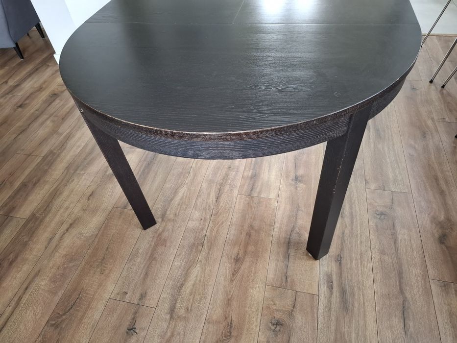 Stół IKEA czarny okrągły z przedluzeniem