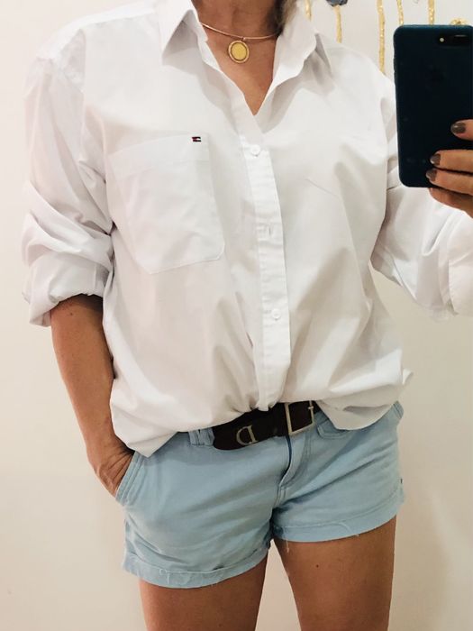 Рубашка женская белая Tommy . ПОГ 60 см. Хлопок.