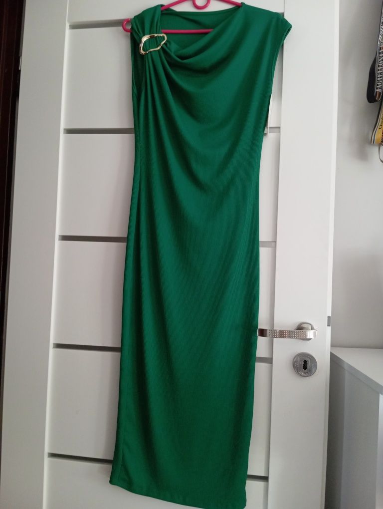 Sukienka prążek,butelkowa zieleń