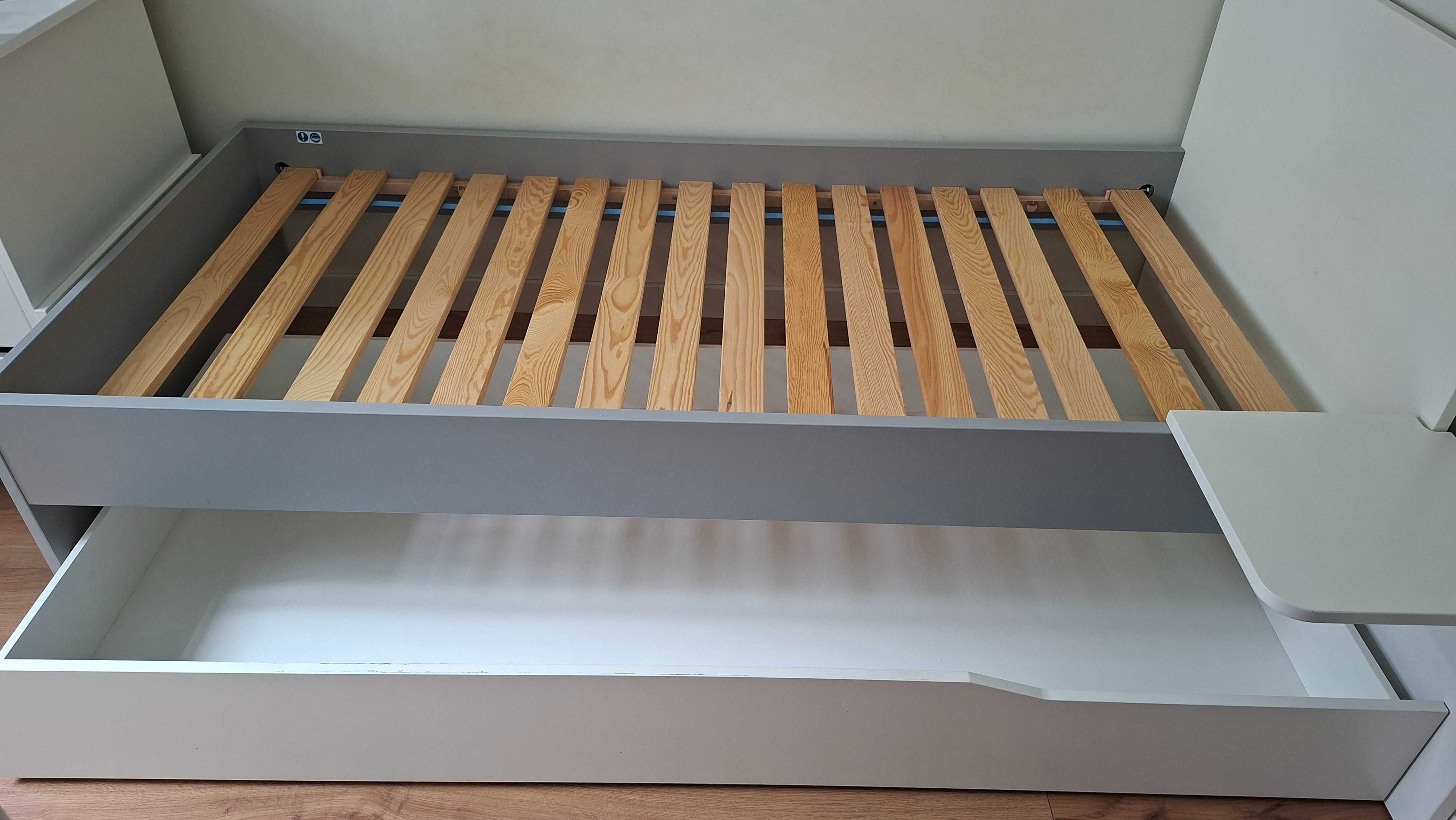 Łóżko Yo 90/190 Uni Grey z szufladą i stolikiem Meblik