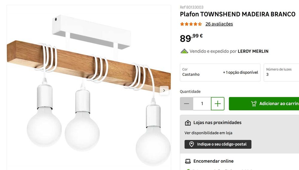 Plafon TOWNSHEND madeira branco