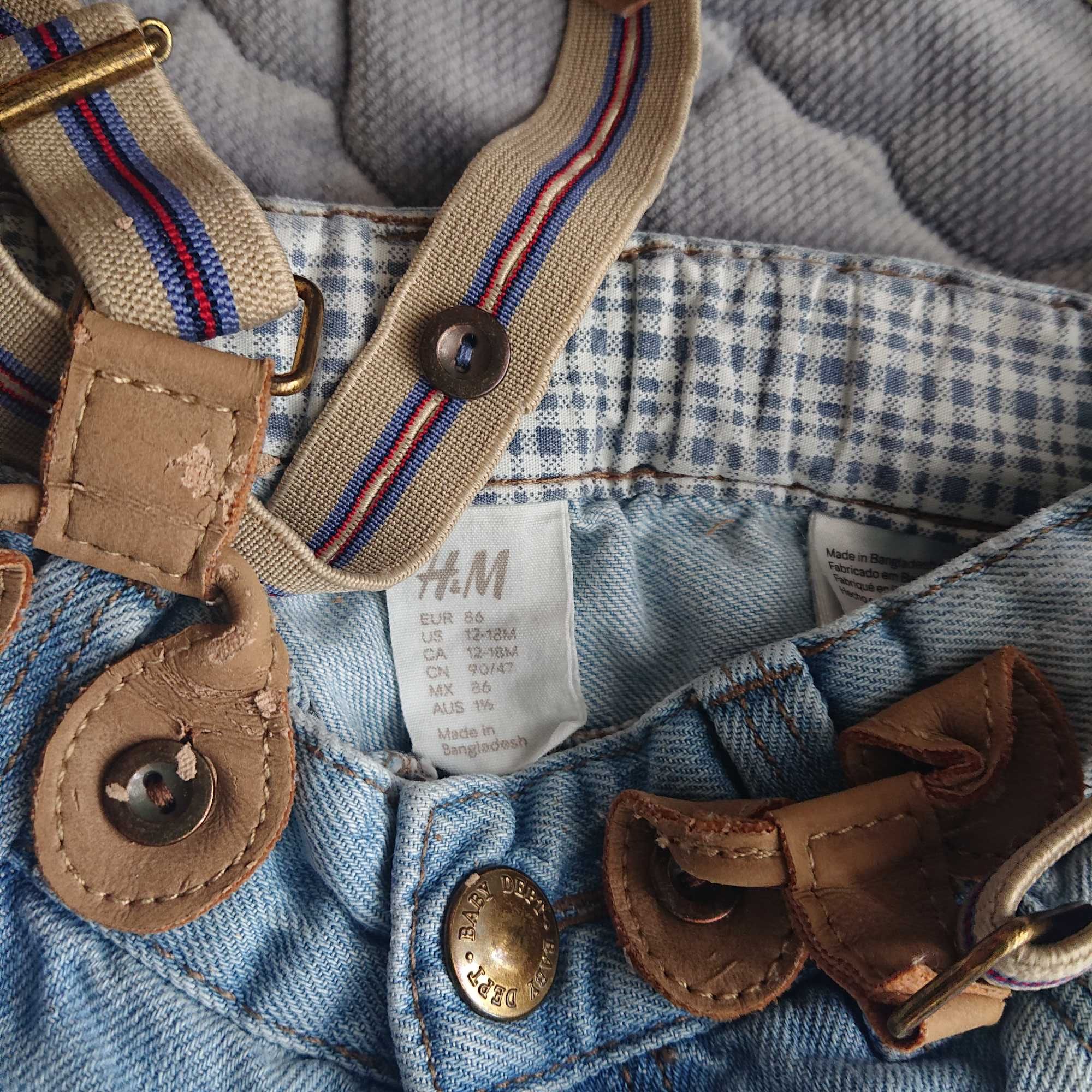 Jeansy dziecięce z szelkami H&M rozmiar 86
