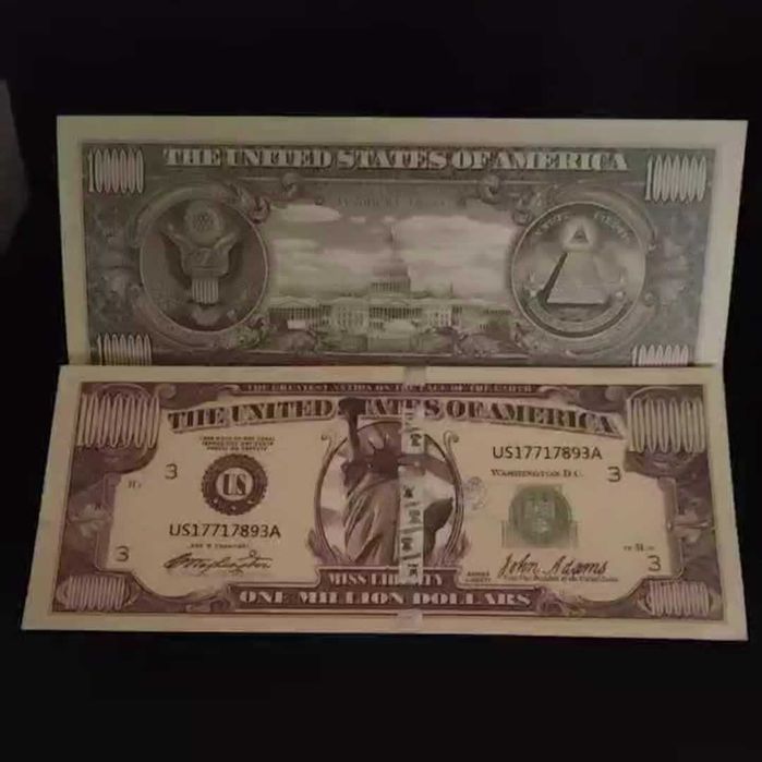 Kolekcjonerski Banknot Milion Dolarów z Johnem Adamsem i Miss Liberty