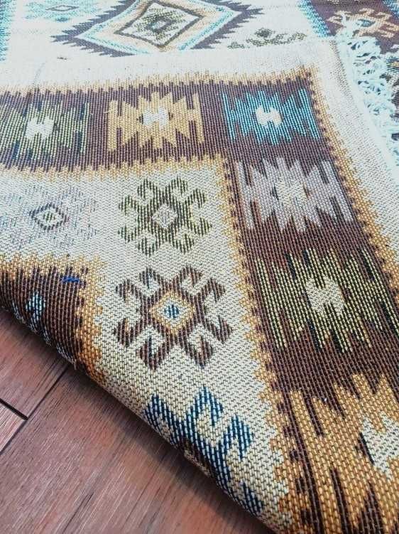 Dywan dwustronny boho z frędzlami na taras balkon wewnętrzny zewn