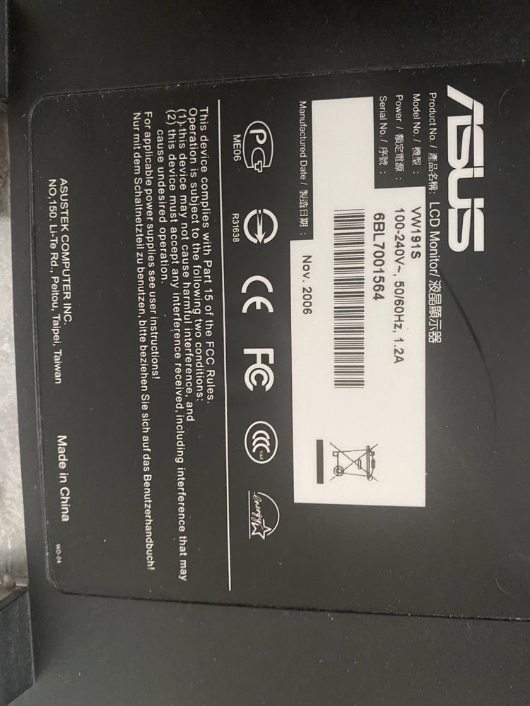 Monitor LCD Asus VW 192s