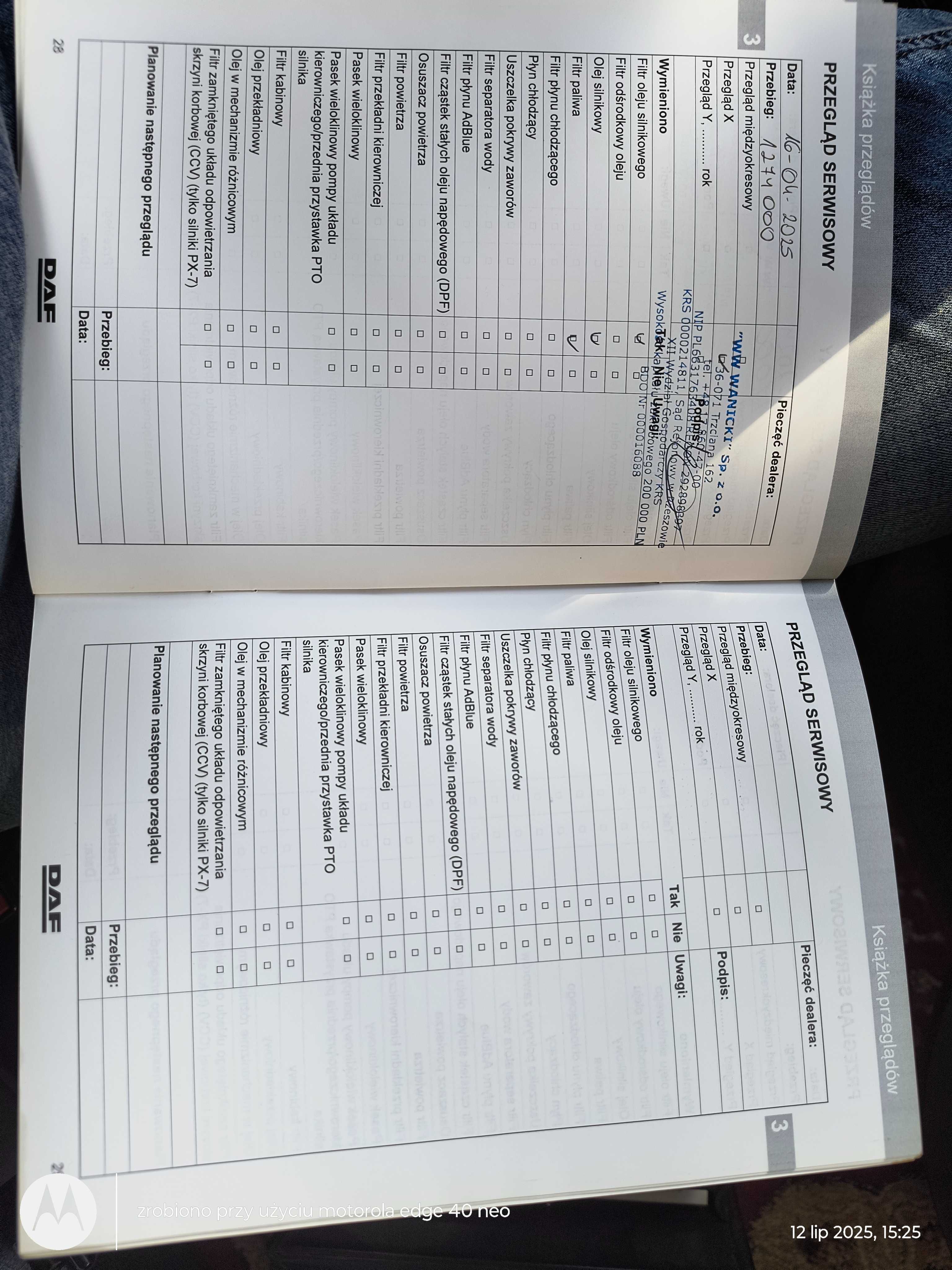 DAF 2016rok Manual