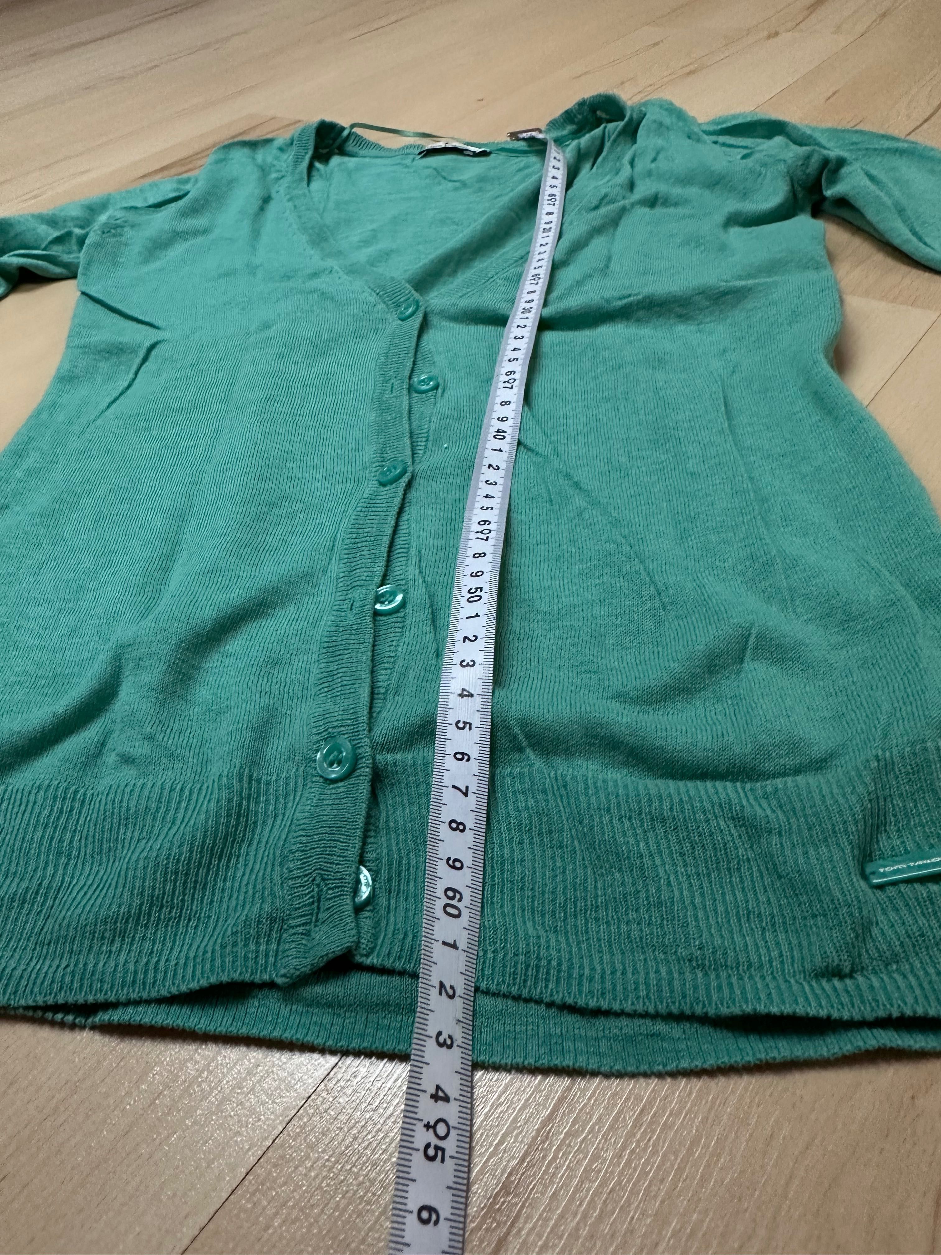 Tom Tailor bawełniany sweter guziki turkus damski v neck