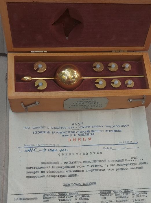 Спиртомер, паспорт - 1965 г.