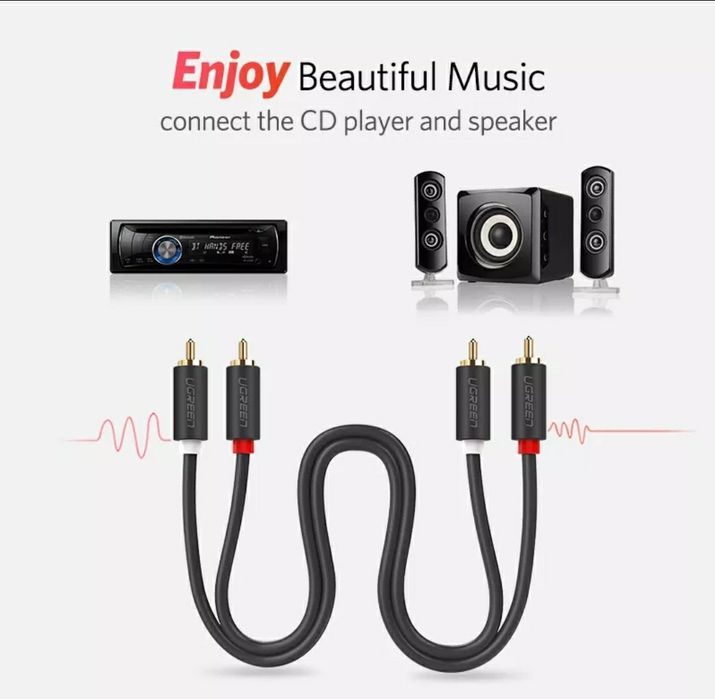 Аудиокабель 2 RCA to 2 RCA. Ugreen.