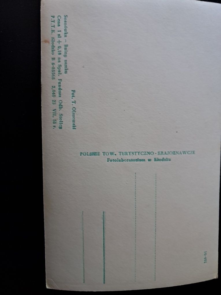 Pocztówka ruiny zamku Sosnówka 1958 r.