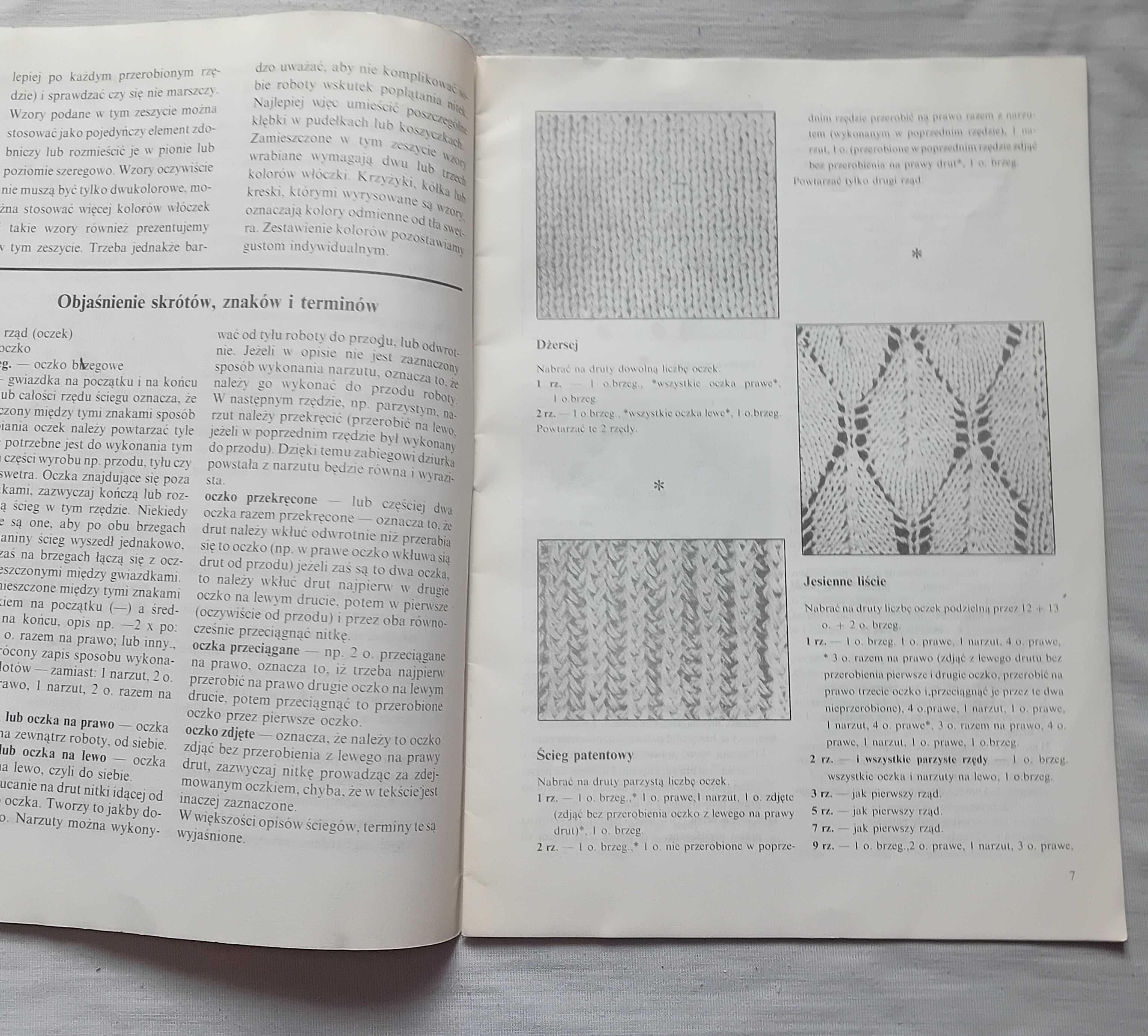 Poradnik dziewiarstwa ręcznego - sploty, ażury, wzory. 1990 r. Wyd. I.
