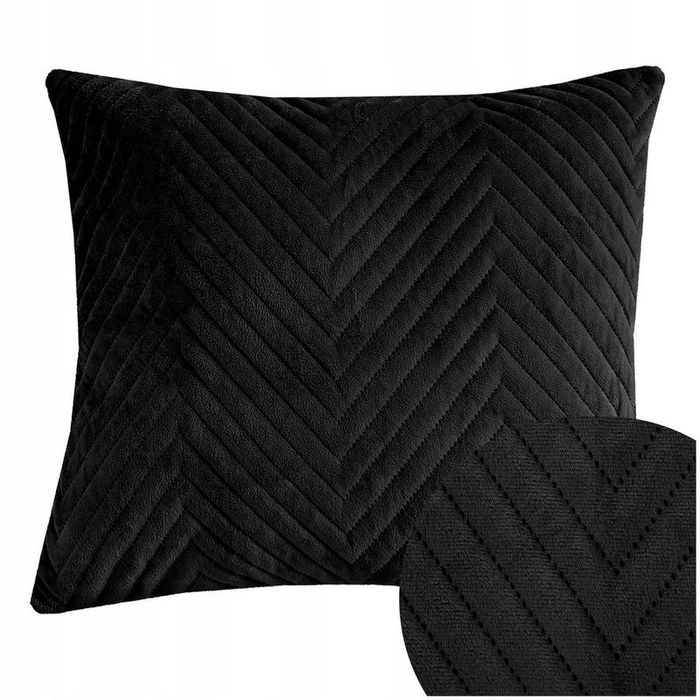 Poszewka na poduszę 50x60 Welurowa velvet pluszowa Jodełka Caden Czarn