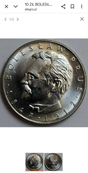 Monetami 10 złotych Bolesław Prus 1975r.