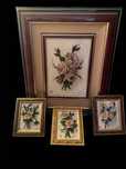 Conjunto Quadros Porcelana Flores em Relevo – Capodimonte, Itália.