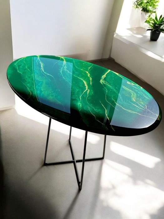 Zielony Stolik z Żywicy Epoksydowej - Glamour dla Twojego Wnętrza!