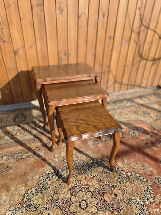 Trojak  dębowe stoliki 3 szt stolik Ludwik #1728  Stylowy Węgrów