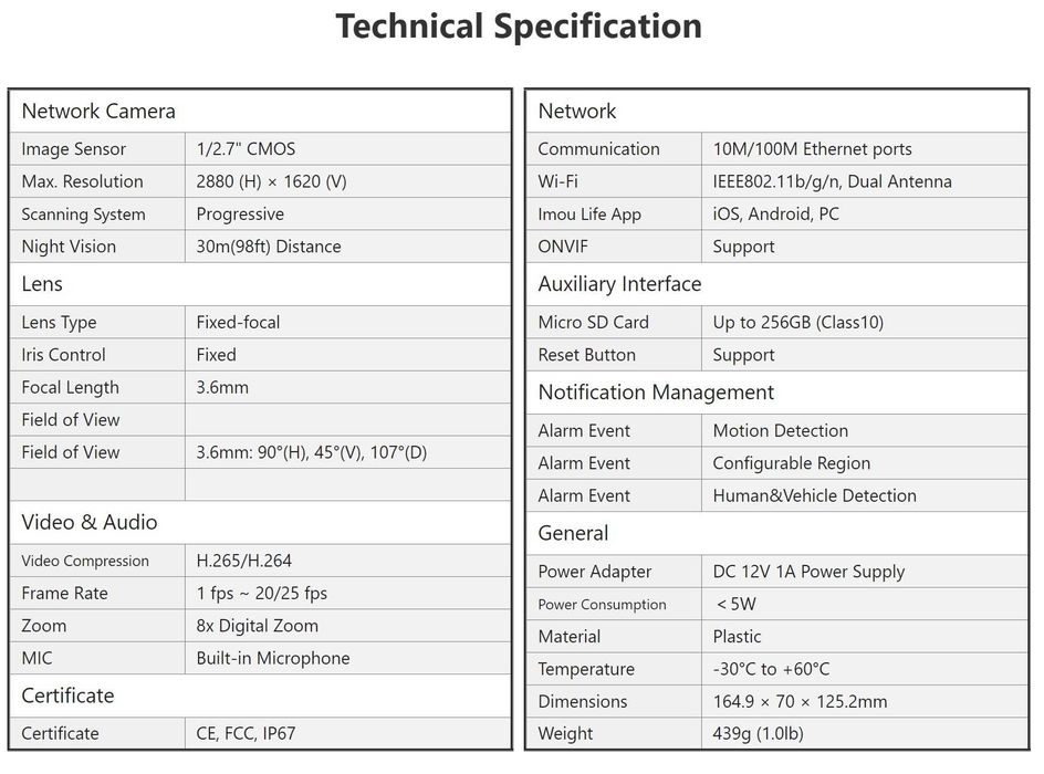 IP камера 5мп Imou Bullet PRO (IPC-F52MIP) - Новинка