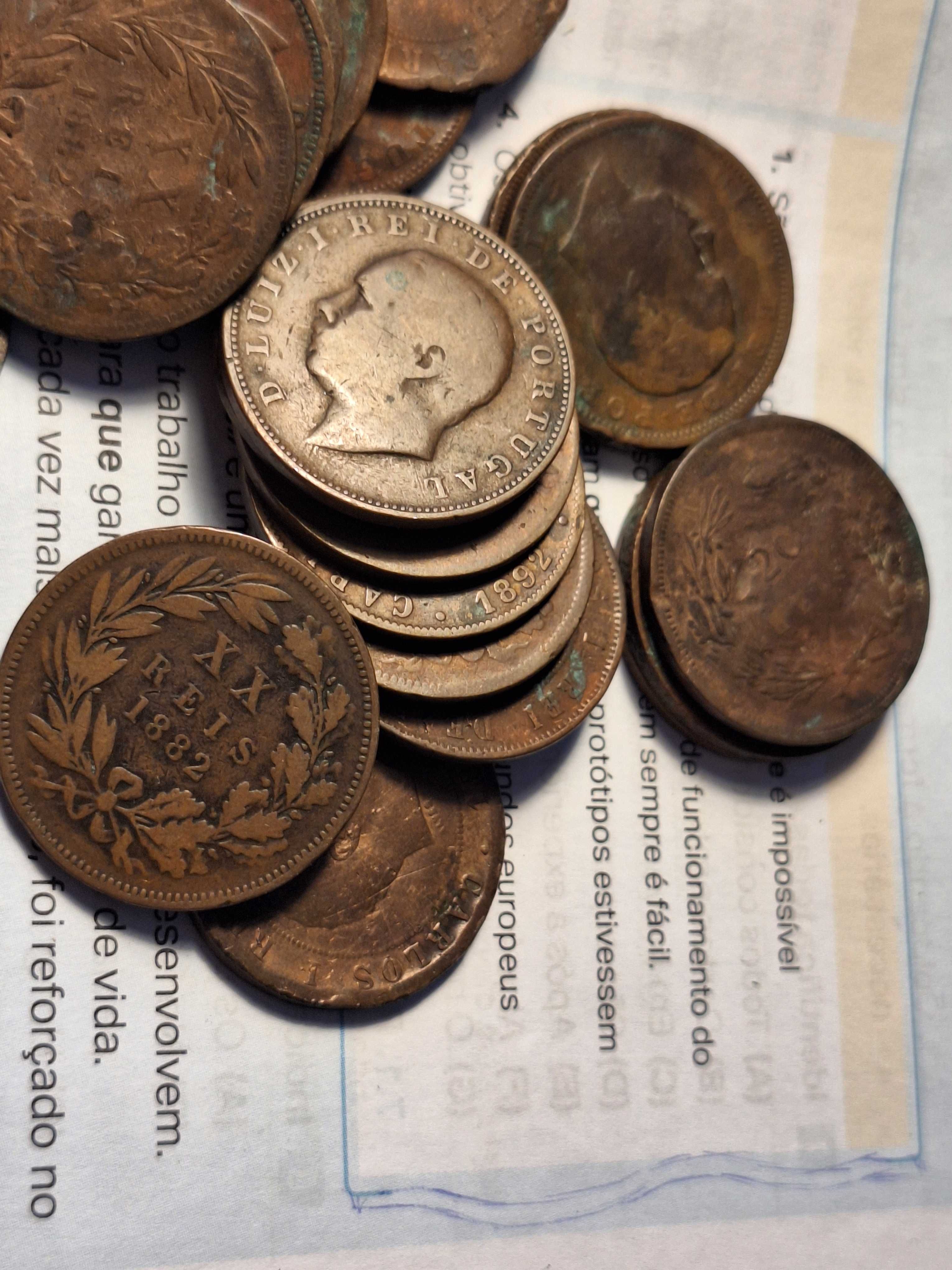 Colecao de 23 moedas de 20 reis 10 reis e ate de 5 reis 1860s etc