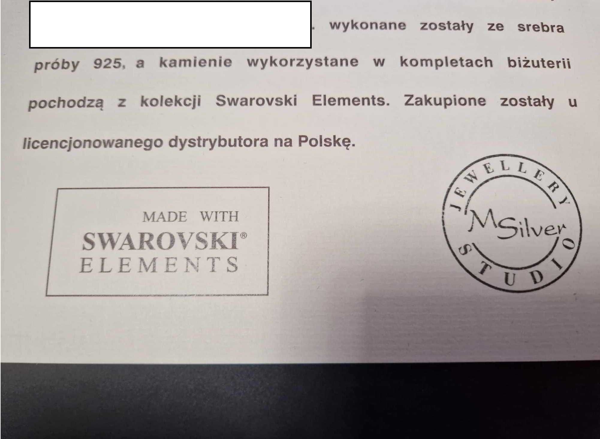 Nowy zestaw biżuterii ze srebra z kryształami Swarovski