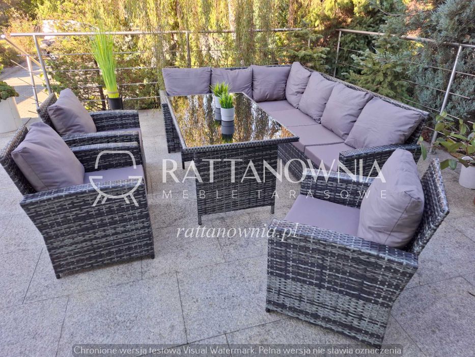 Narożnik Ogrodowy Duży Komplet Mebli Ogrodowych 8-10 os. WYPRZEDAŻ !!!