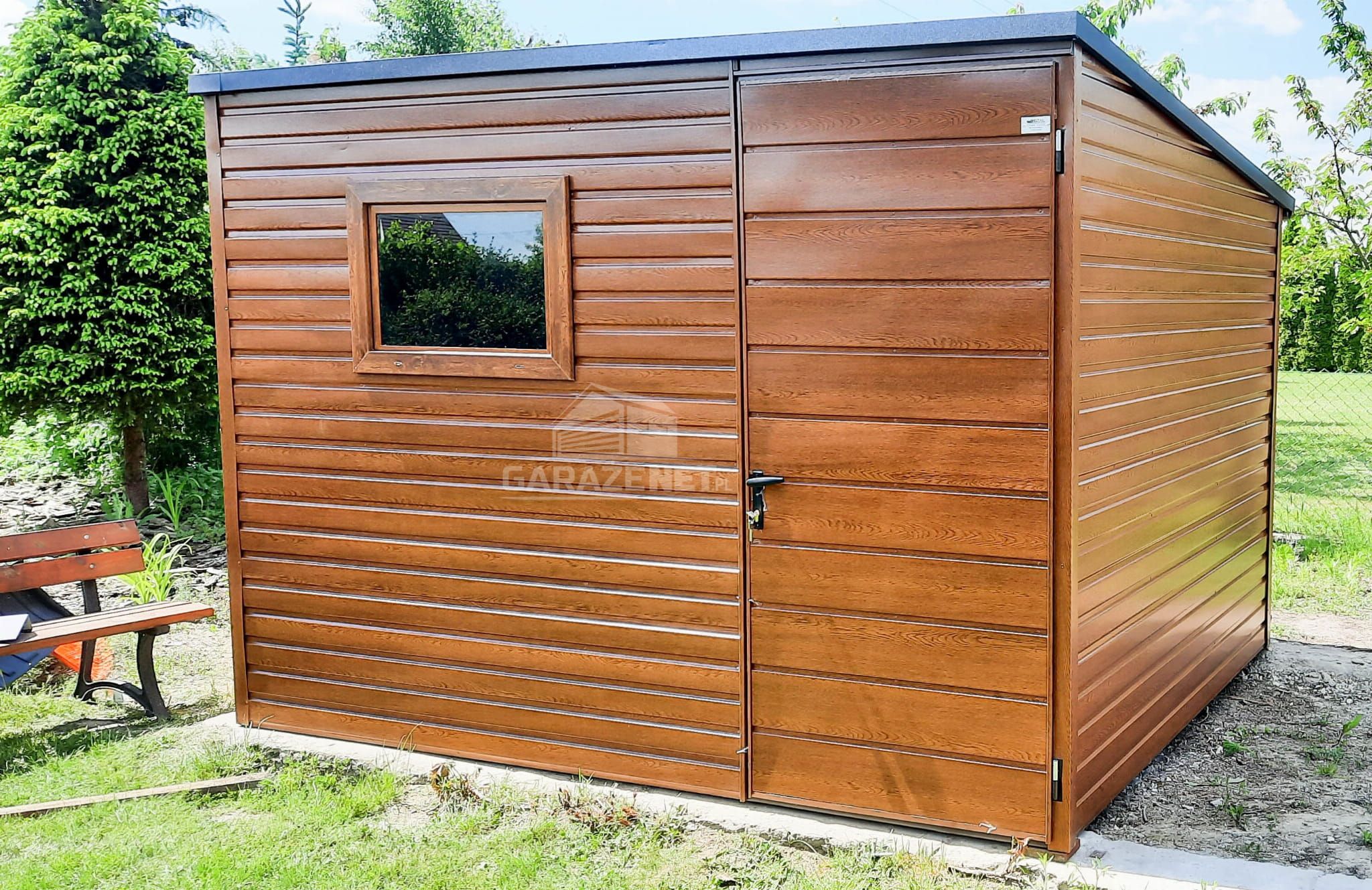 DOMEK OGRODOWY GARAŻ 3M X 2M Okno Drzwi Drewnopodobny 3X2 GB259