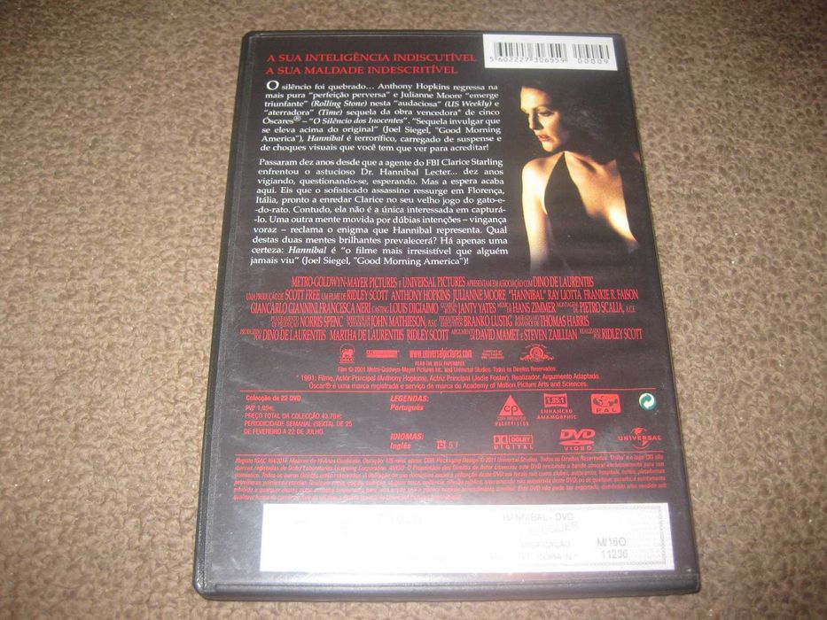 DVD "Hannibal" com Anthony Hopkins