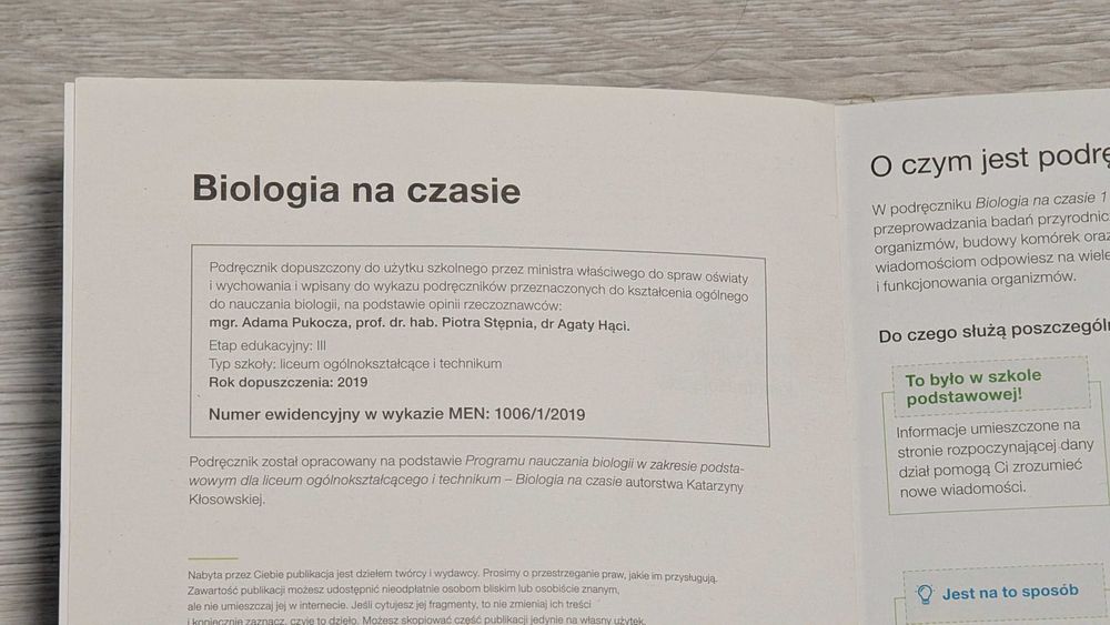 Podręcznik do biologii biologia klasa 1 LO liceum technikum