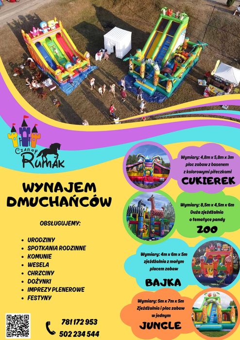 Dmuchaniec Dmuchana zjeżdżalnia wynajem