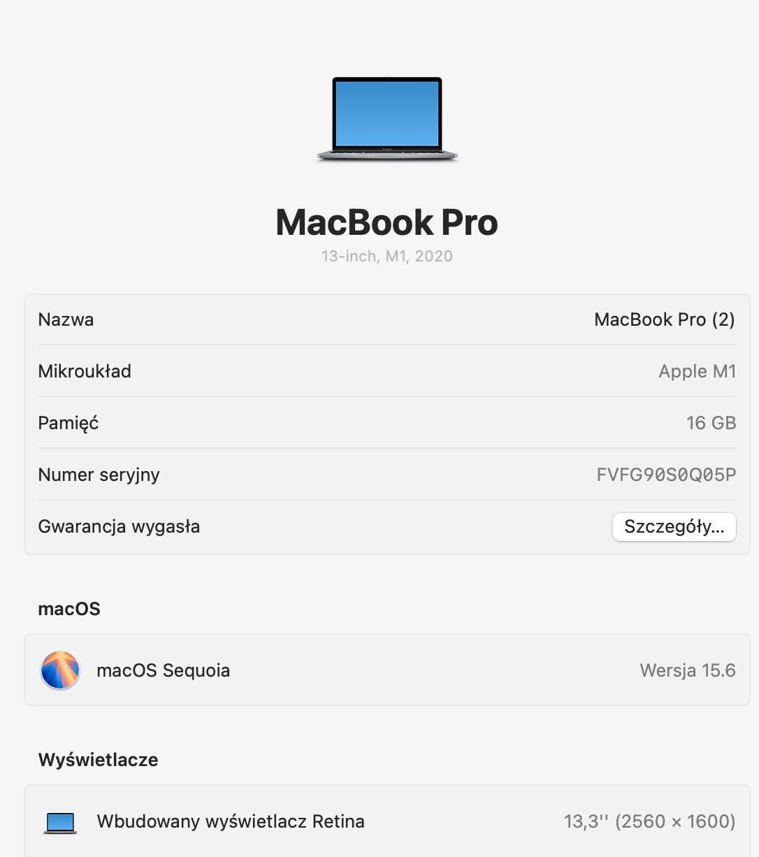 MacBook 13 Pro M1 16GB 1TB 2021