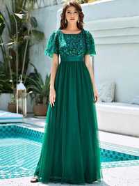 Suknia długa zielona tiul L/XL