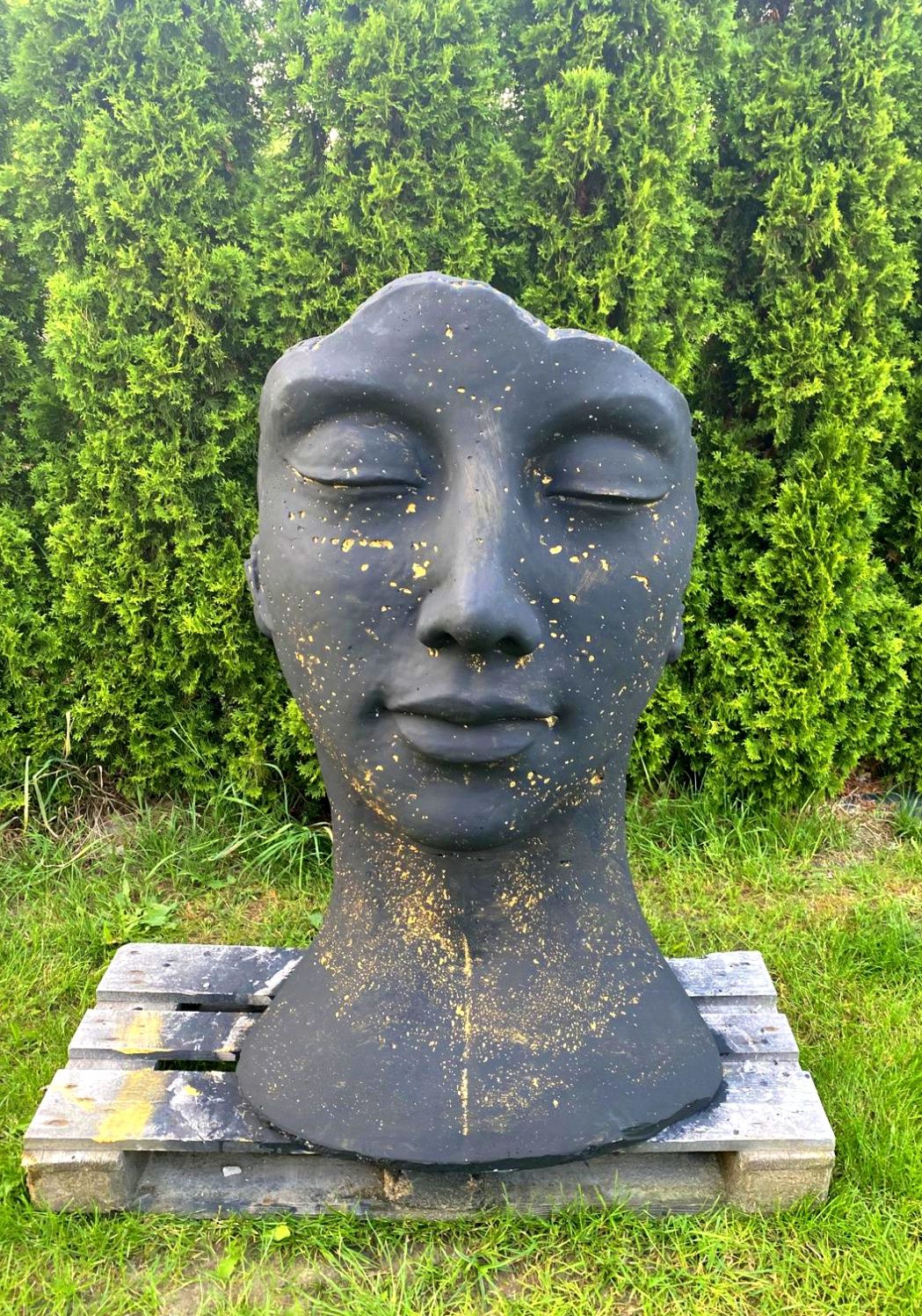 Figura ogrodowa betonowa XXL 120cm twarz kobiety nowoczesna