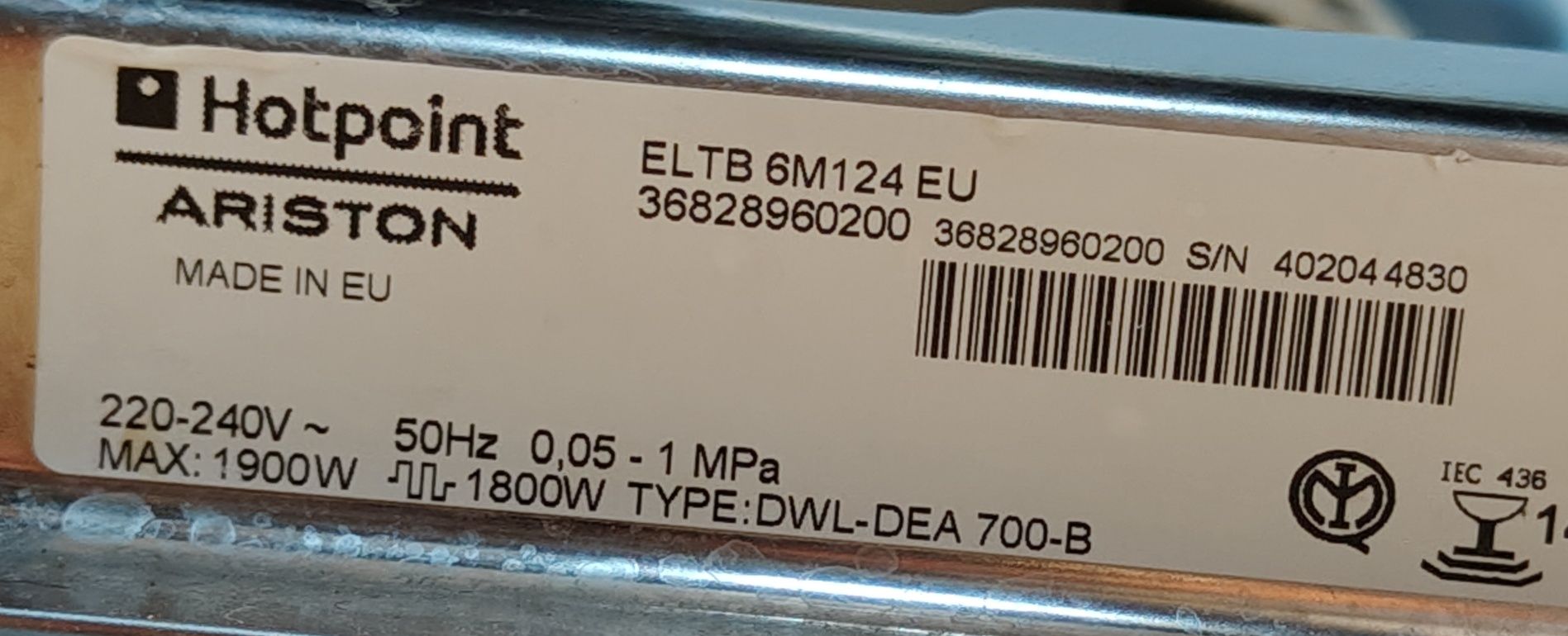Zmywarka Ariston hotpoint ELTB 6M124 do zabudowy na części