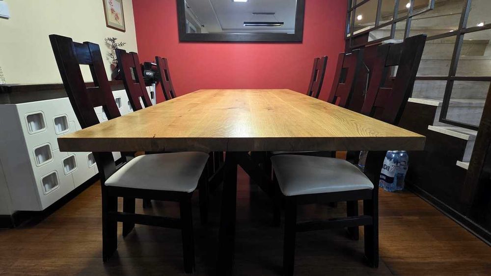 Stół dębowy 200x100 cm lite drewno dębowe nogi pająk
