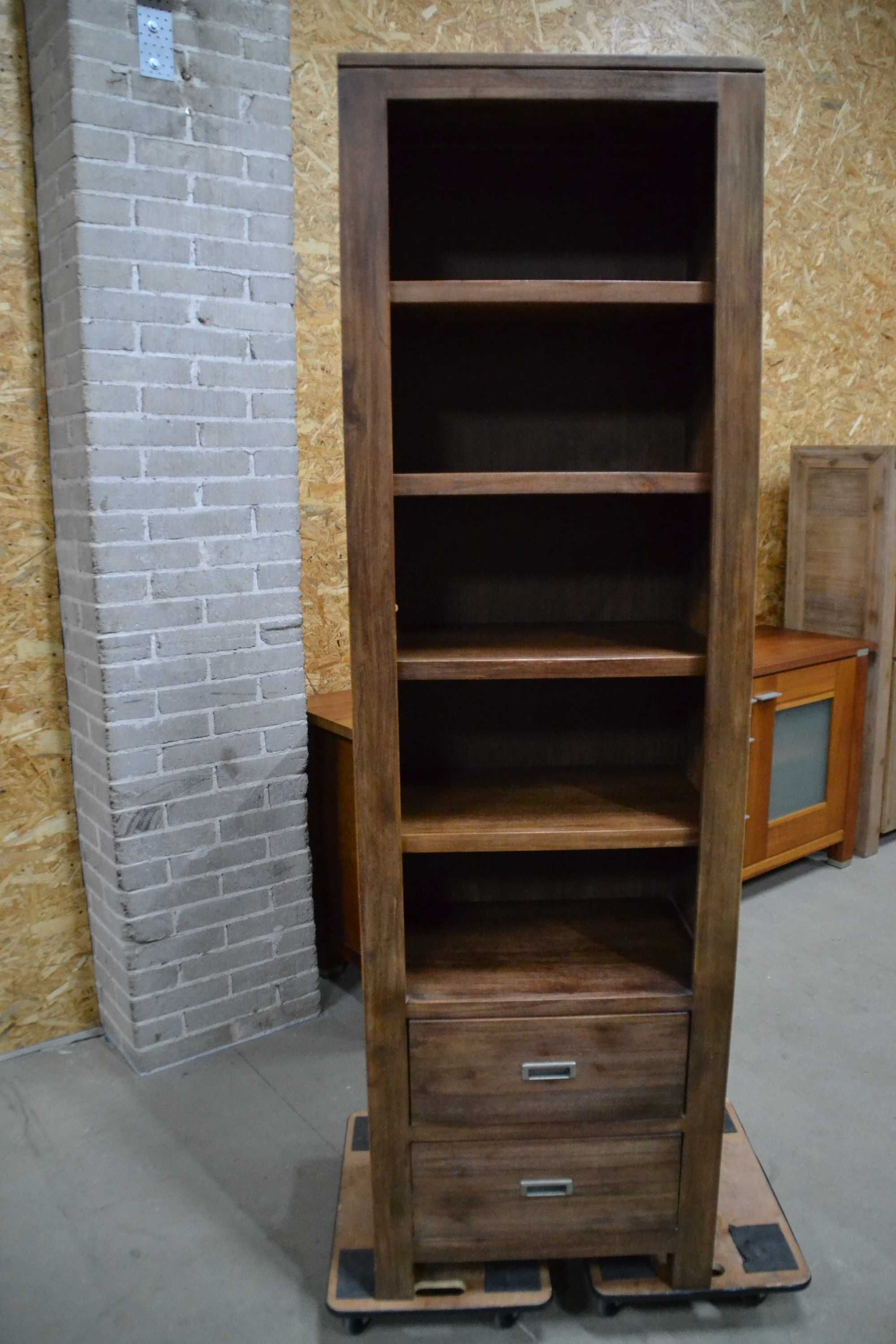 Biblioteczka drewniana, drewno egzotyczne i