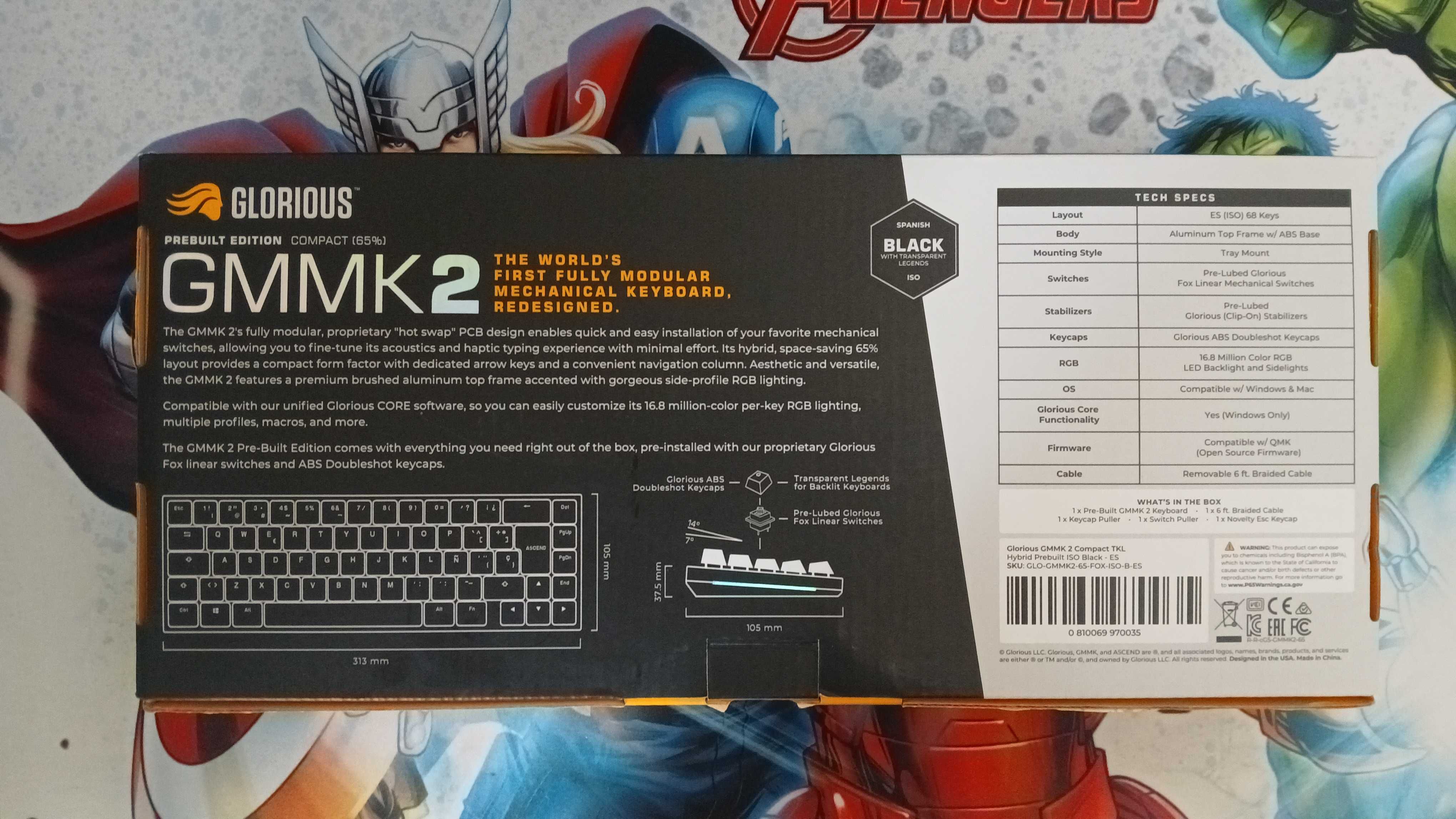 Teclado Mecânico Glorious GMMK 2 Compact Preto - Fox switch (ES)