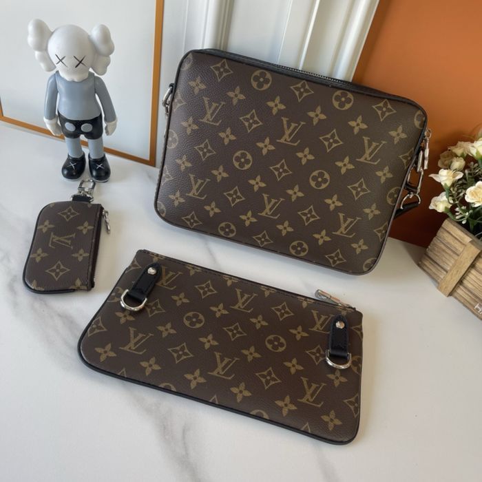 Louis Vuitton 3v1 messenger 3в1 сумка трио мужская коричневая кожаная