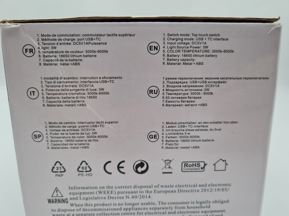 Lampka led stołowa nocna ozdobna 2szt czarna lampki