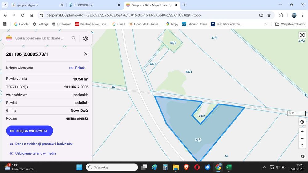 Grunty rolne Podlasie z linią elektryczną średniego napięcia