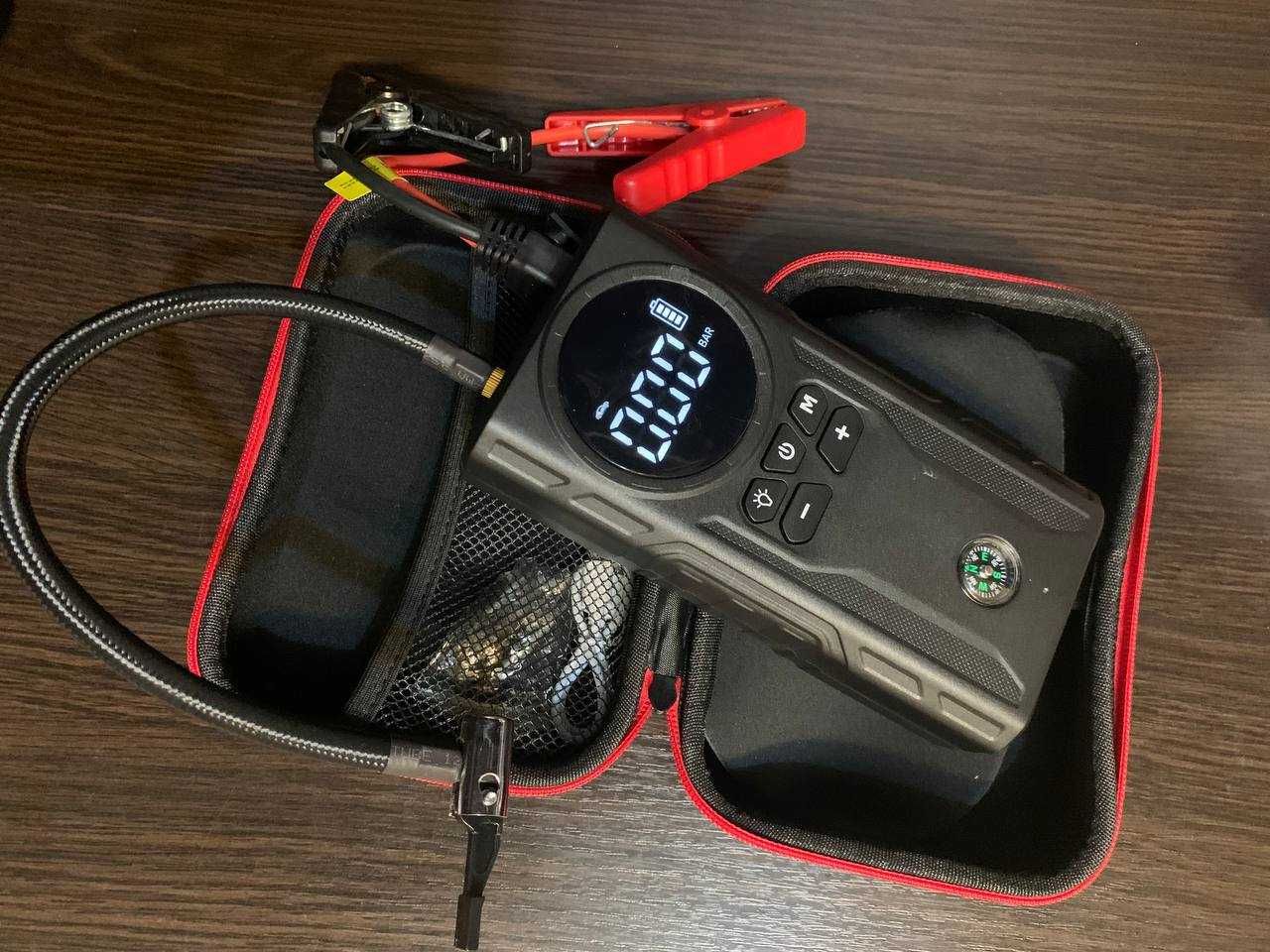 Бустер 1800А, пусковий пристрій, компресор, Jump Starter + Power Bank