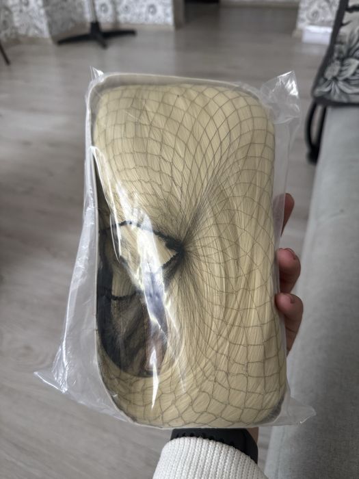 Волосся перука набір каре + хвіст зажим блонд