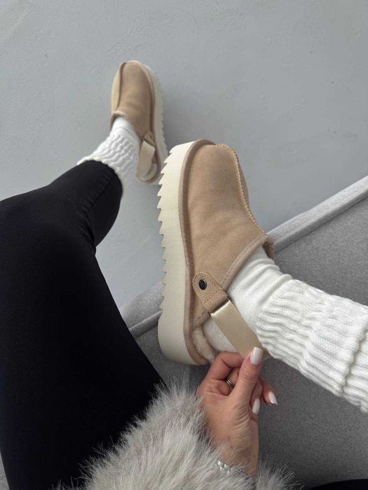 Угги Ugg Lanah Clog Platform Beige / Sand / Уггі Ланах Клог бежеві