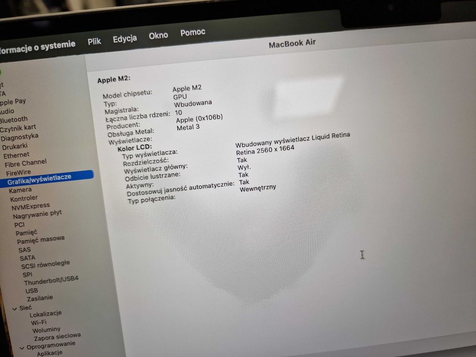 Macbook Air 13 2022/ M2/ 8GB/ 512GB/ 156 cykli/ Grade A- / Gwarancja