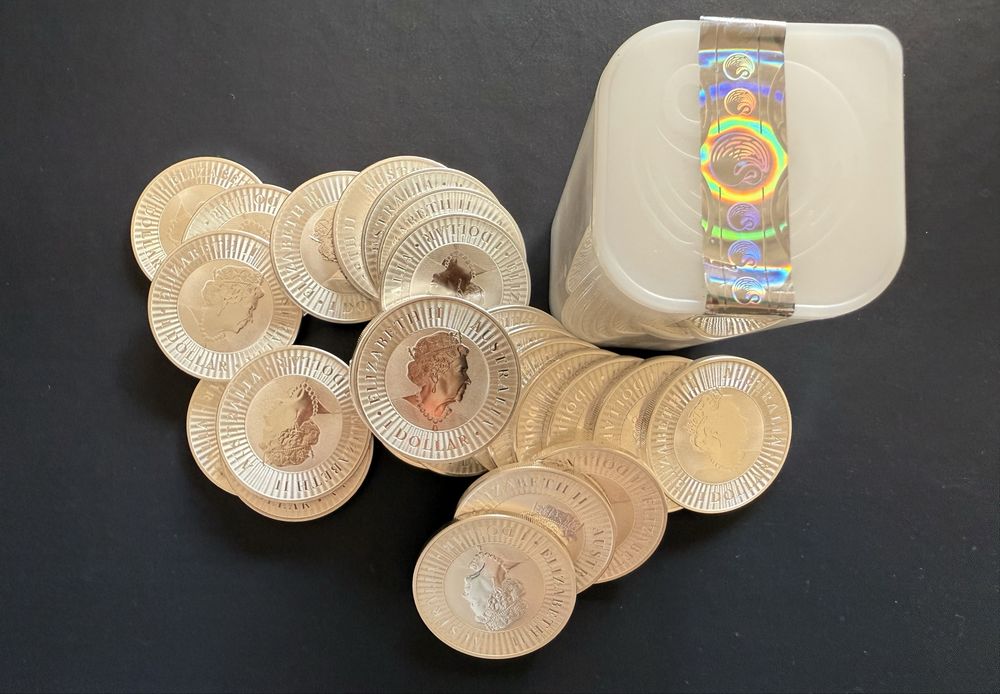 Onças de prata fina (1OZ) Kangaroo da Australia (Novas de tubo)