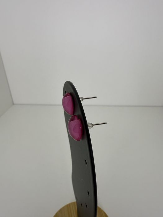 Kolczyki różowe serca różowe serce serduszka kolczyki wkręty