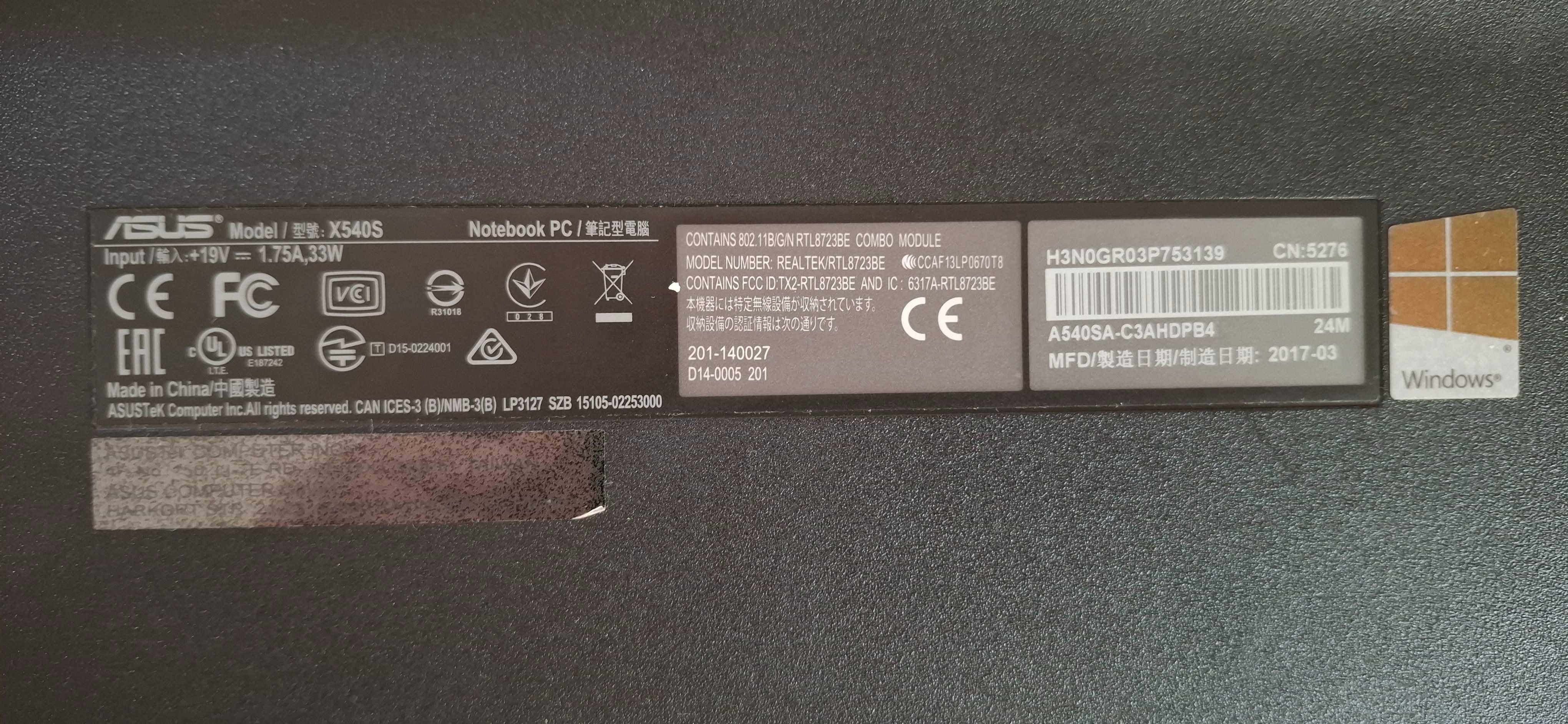 Computador portátil HP X540S